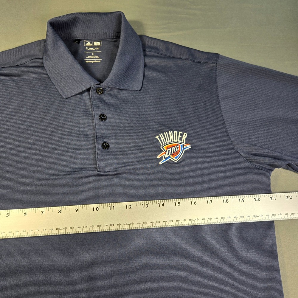 Adidas OKC Thunder Navy Blue Climalite Polo Shirt Mens Small NBA Basketball - Picture 5 of 8